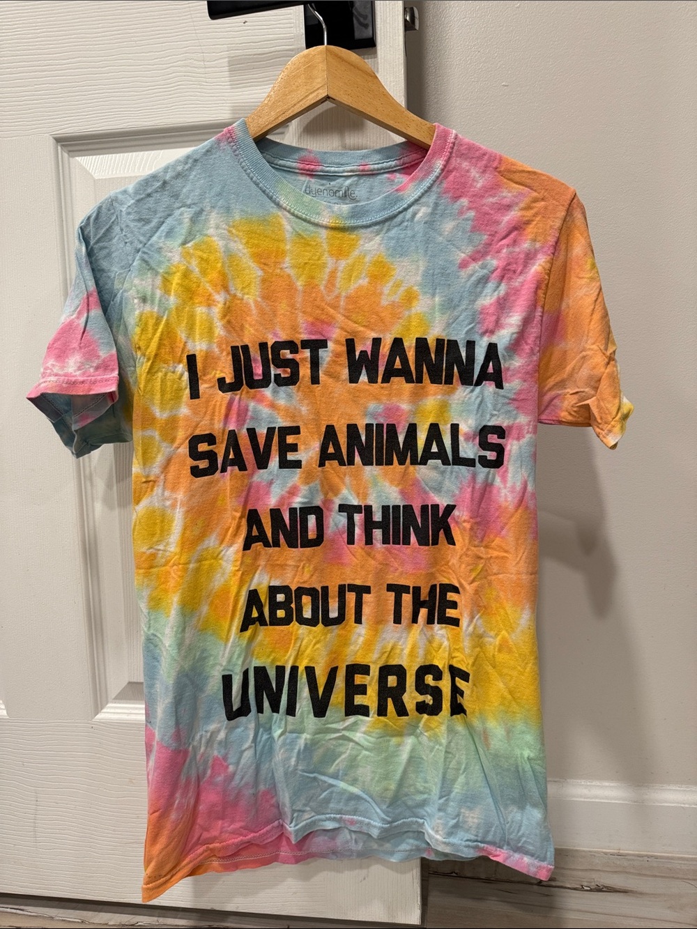 Tie-Dye Graphic Tee - Save Animals & Think About The Universe